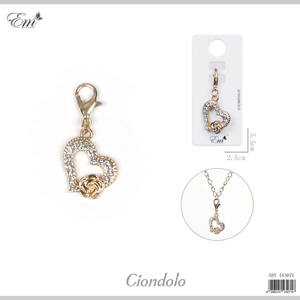 CIONDOLO CUORE E ROSA
