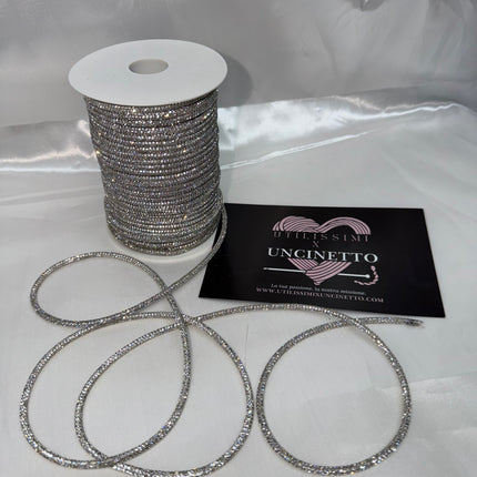 Cordino strass 50 metri argento