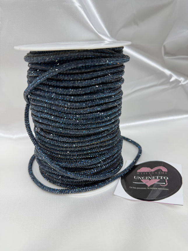 Cordino strass 50metri blu notte
