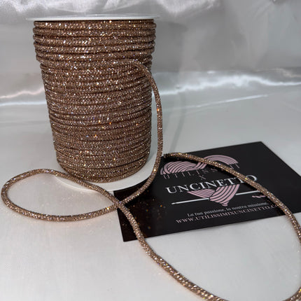 Cordino strass 50 metri oro rosa