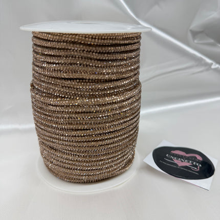 Cordino strass 50metri oro rosa