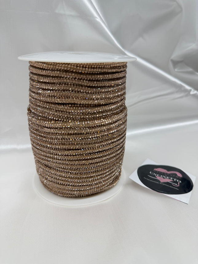 Cordino strass 50metri oro rosa