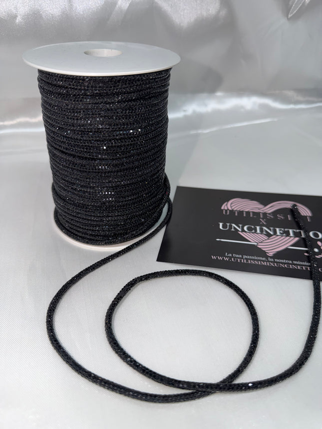 Cordino strass 50 metri nero