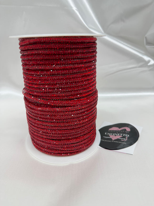 Cordino strass 50metri rosso